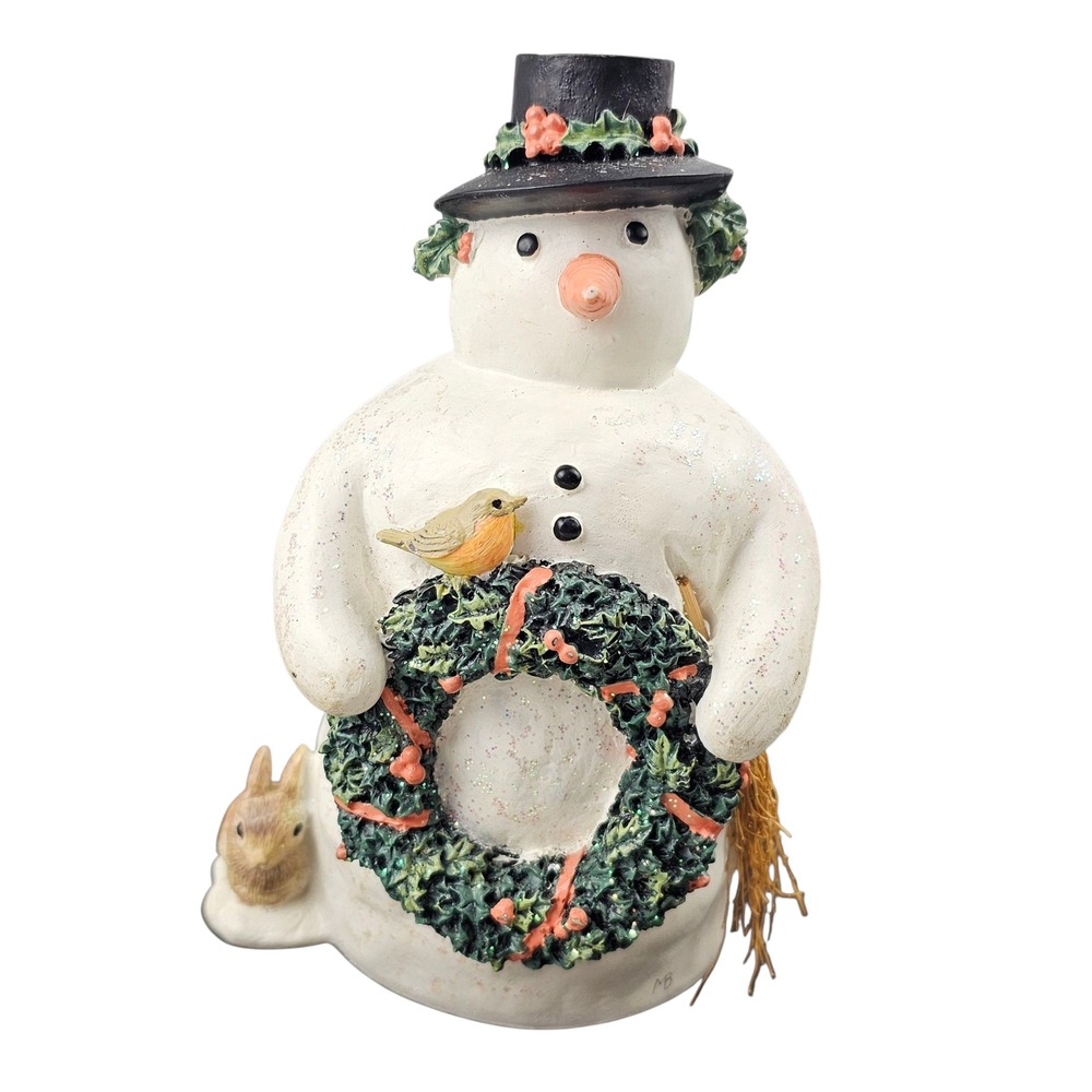 Marjolein Bastin Hallmark Snowman with‎ Bird Rabbit Wreath Christmas Decor